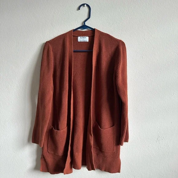 Cozy Terracota / Rust Old Navy Ribbed Open-Front Cardigan - Picture 1 of 4